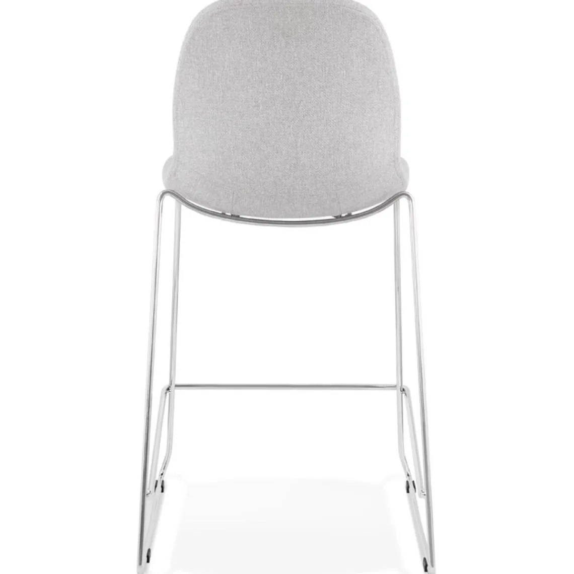 ALTEREGO Tabouret snack mi-hauteur empilable 'FAKIR MINI' en tissu gris clair et pied en métal chromé New
