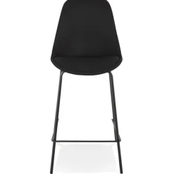 ALTEREGO Tabouret snack mi-hauteur 'ALOE MINI' en tissu noir avec pied en métal Hot
