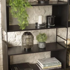 Macabane Étagère 6 niches 3 niveaux Noir piètement métal Clearance