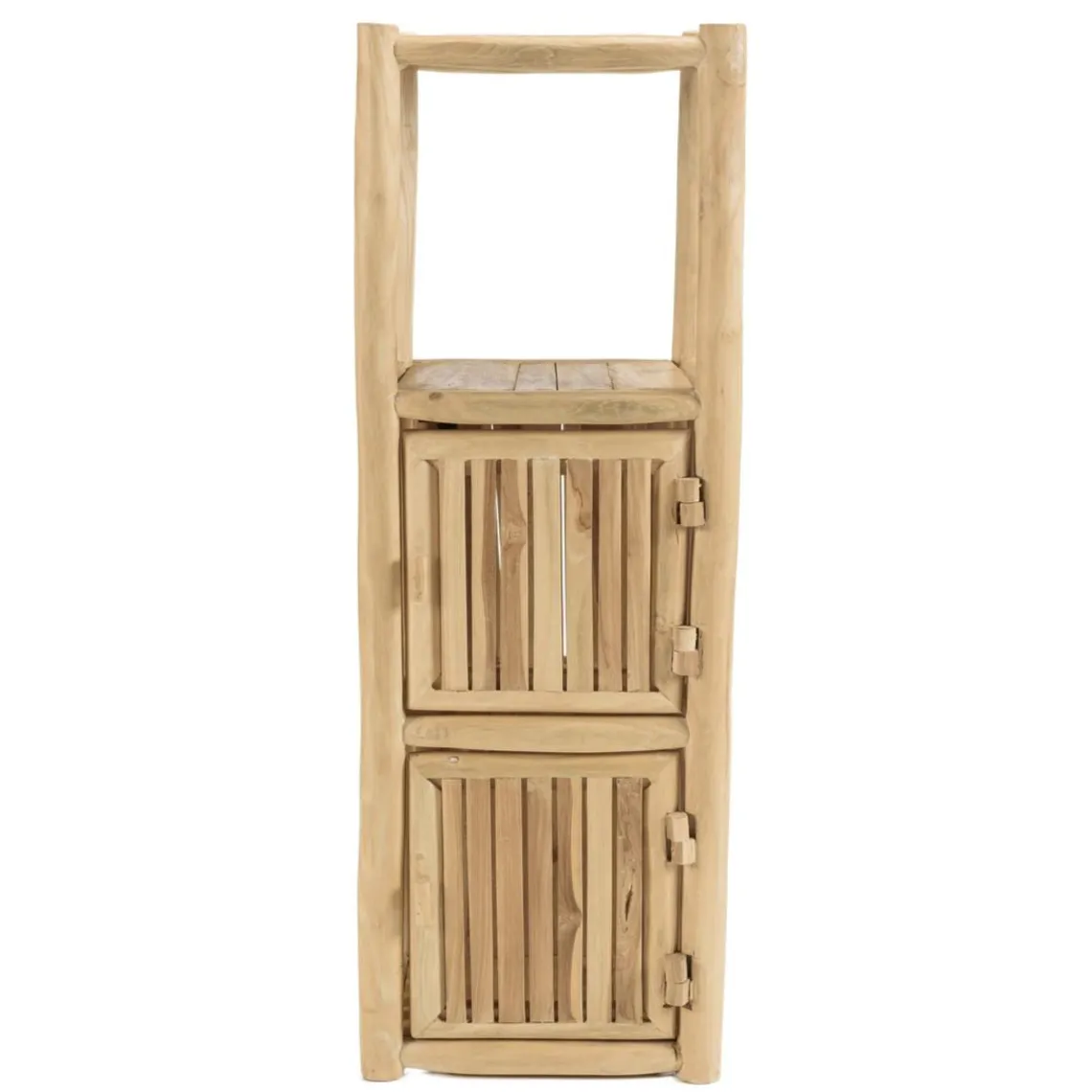 Macabane Étagère 1 niveau et 2 portes en branches de teck naturel WILL Beige Discount