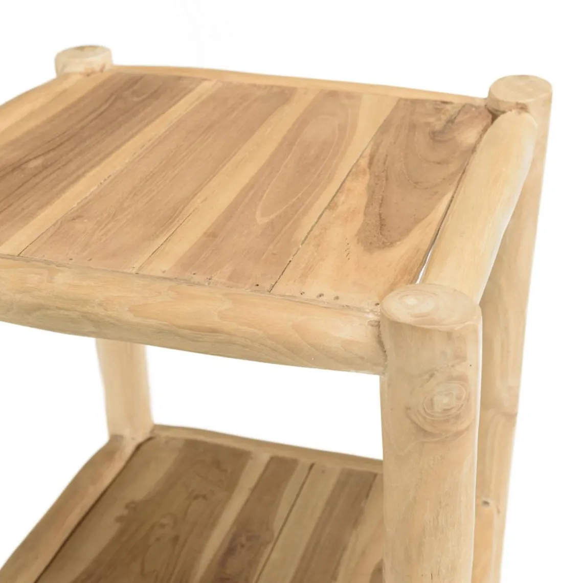 Macabane Étagère 1 niveau et 2 portes en branches de teck naturel WILL Beige Discount