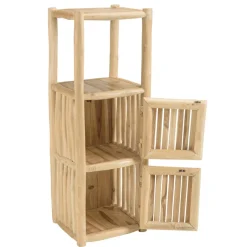 Macabane Étagère 1 niveau et 2 portes en branches de teck naturel WILL Beige Discount