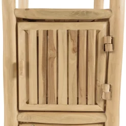 Macabane Étagère 1 niveau et 2 portes en branches de teck naturel WILL Beige Discount