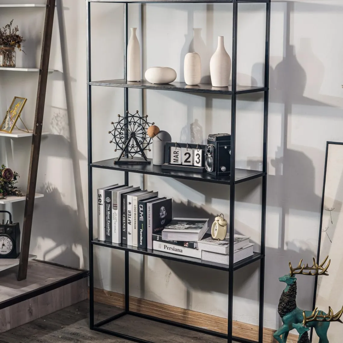 3S. x Home Étagère 4 niveaux en métal Style Industriel Noir New