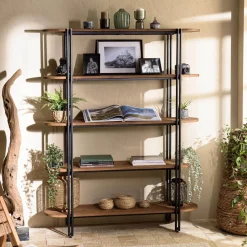 Macabane Étagère 5 niveaux open space en teck recyclé coins arrondis