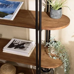 Macabane Étagère 5 niveaux open space en teck recyclé coins arrondis