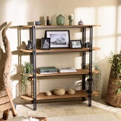 Macabane Étagère 4 niveaux open space en teck recyclé coins arrondis Online