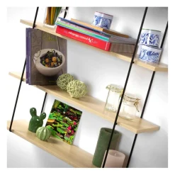 Calicosy Étagère Murale 4 Niveaux Décor Bois avec Support en métal Clearance