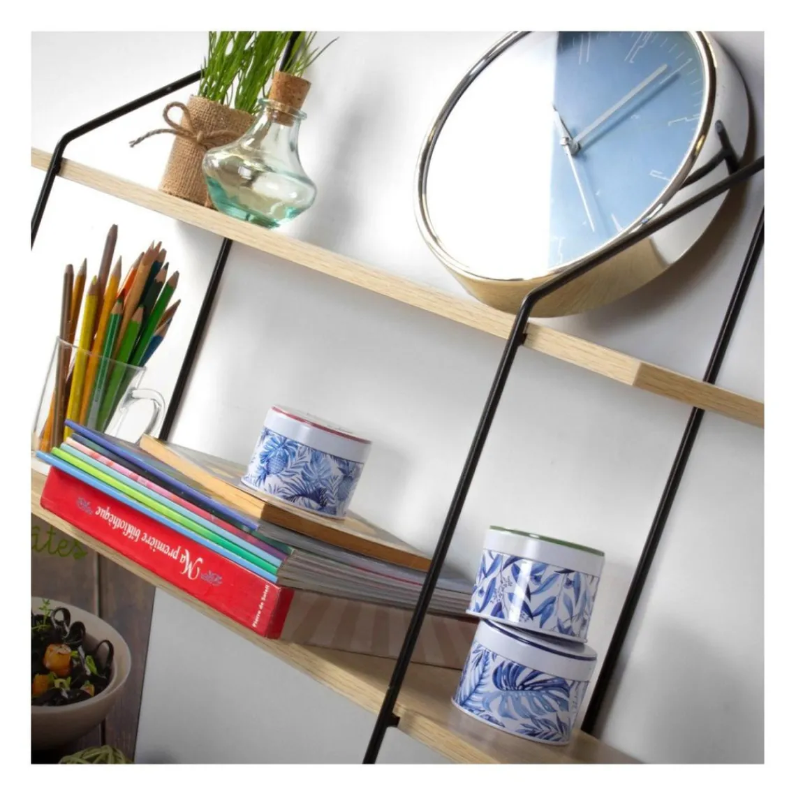 Calicosy Étagère Murale 4 Niveaux Décor Bois avec Support en métal Clearance