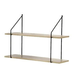 Calicosy Étagère murale 2 niveaux plateau en bois et support métal