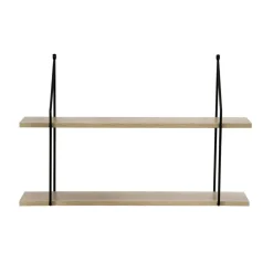 Calicosy Étagère murale 2 niveaux plateau en bois et support métal