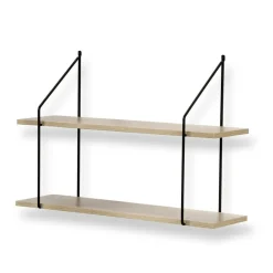 Calicosy Étagère murale 2 niveaux plateau en bois et support métal