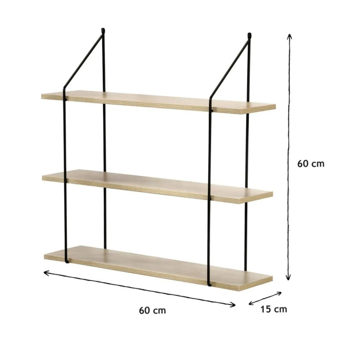 Calicosy Étagère murale 3 niveaux plateau en bois et support métal Sale