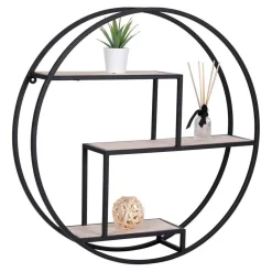 House Nordic Étagère Murale Effet Bois et Métal Noir ROTTERDAM Hot