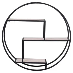 House Nordic Étagère Murale Effet Bois et Métal Noir ROTTERDAM Hot