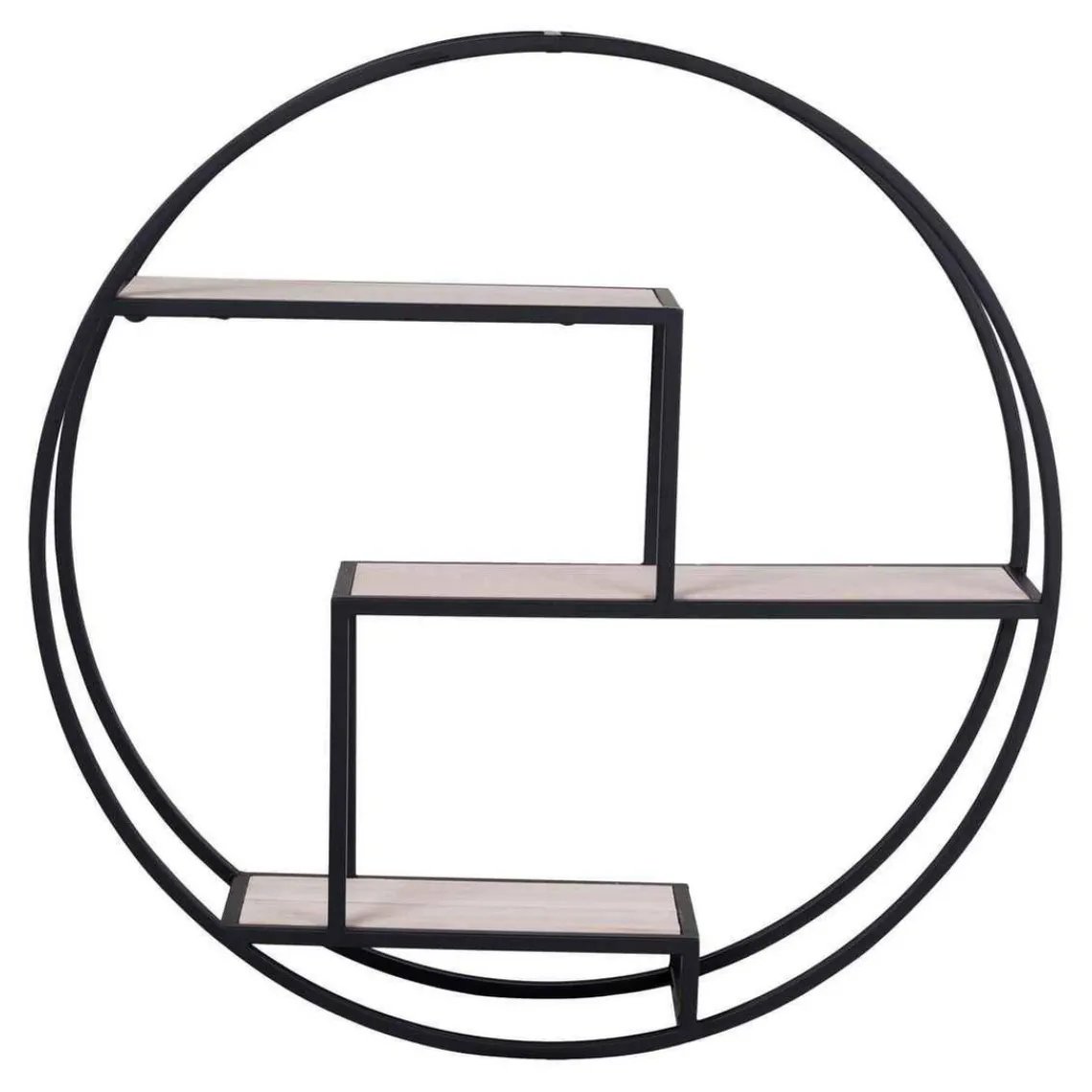 House Nordic Étagère Murale Effet Bois et Métal Noir ROTTERDAM Hot