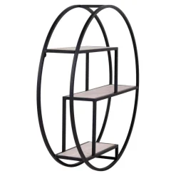 House Nordic Étagère Murale Effet Bois et Métal Noir ROTTERDAM Hot