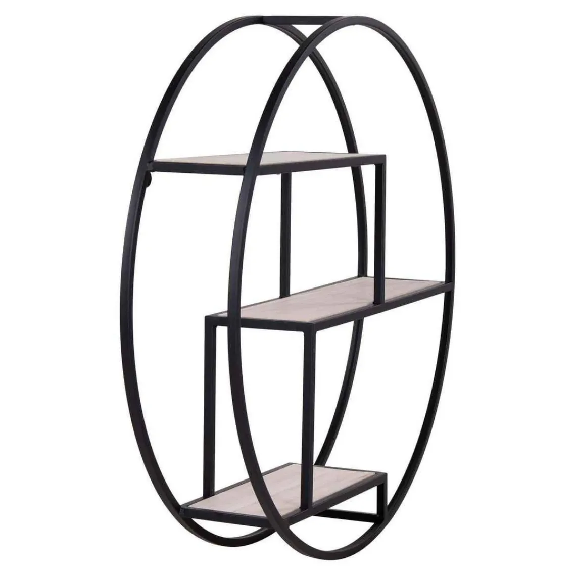 House Nordic Étagère Murale Effet Bois et Métal Noir ROTTERDAM Hot