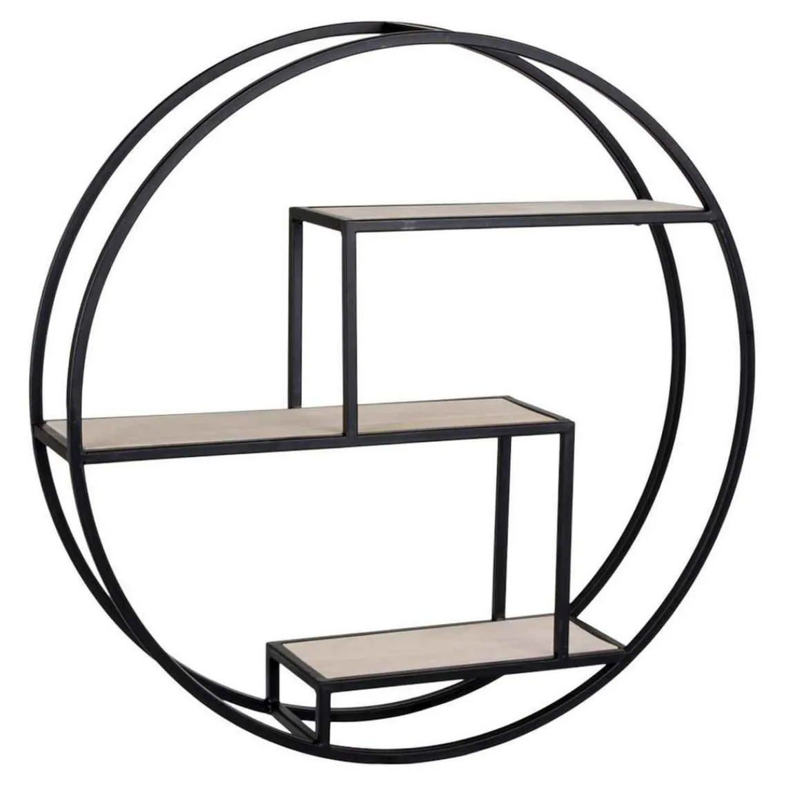 House Nordic Étagère Murale Effet Bois et Métal Noir ROTTERDAM Hot