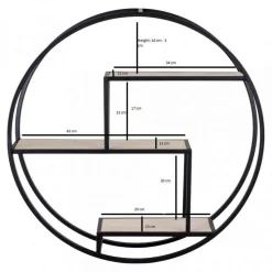 House Nordic Étagère Murale Effet Bois et Métal Noir ROTTERDAM Hot
