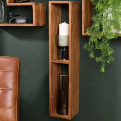 Macabane Étagère murale en teck recyclé 2 niche Outlet