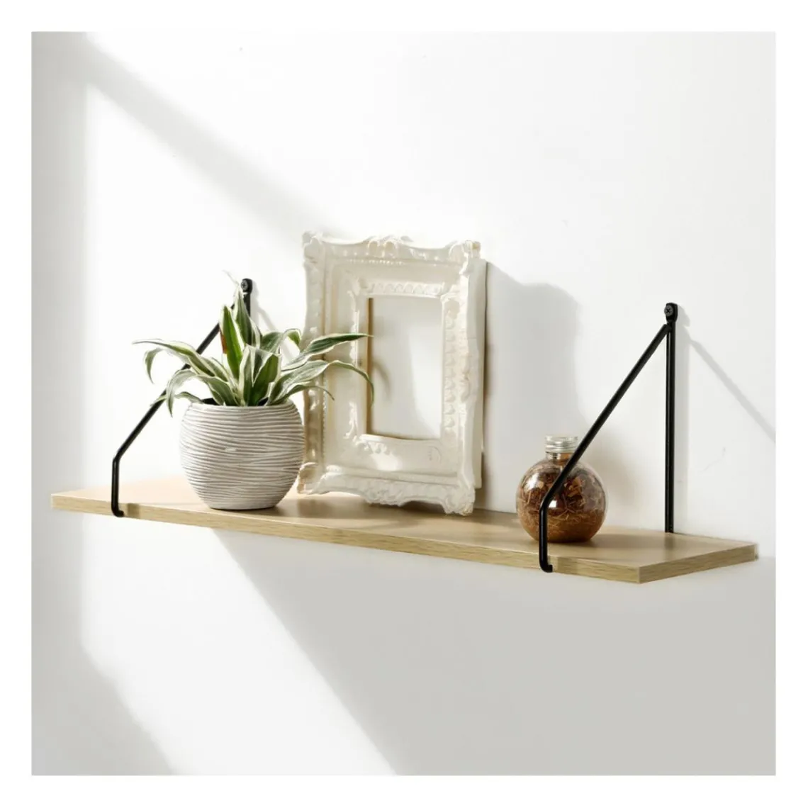 Calicosy Étagère murale style industriel plateau en bois et support métal Hot