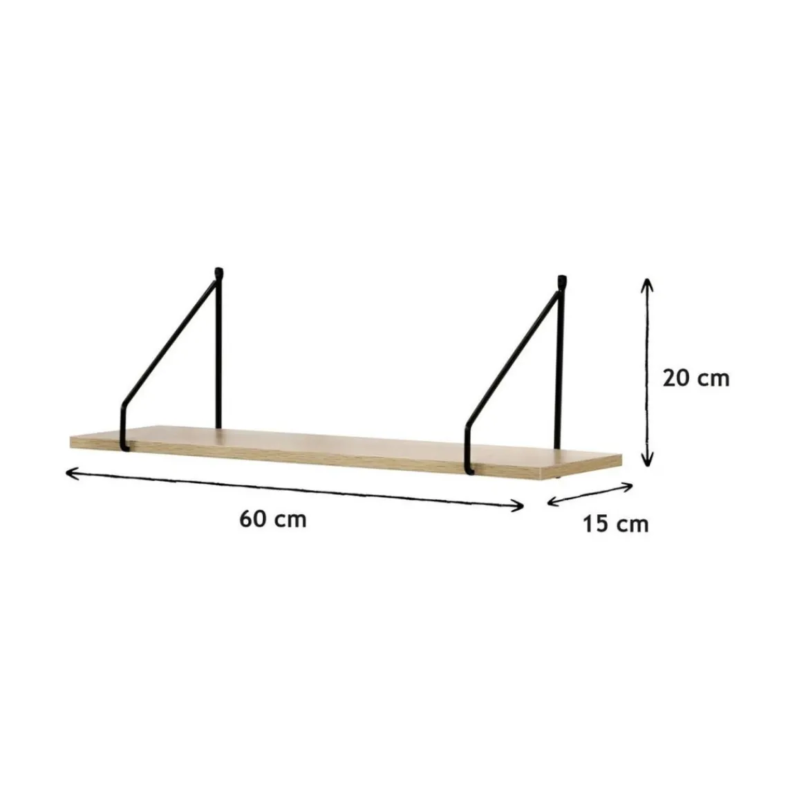 Calicosy Étagère murale style industriel plateau en bois et support métal Hot