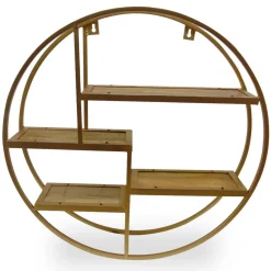 3S. x Home Étagères Ronde Girane Métal Or et Bois
