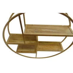 3S. x Home Étagères Ronde Girane Métal Or et Bois