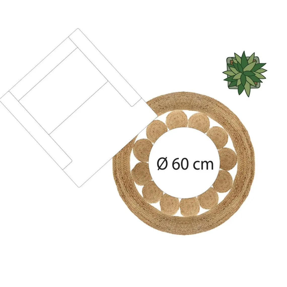 3S. x Home Tapis ajouré vent jute D120 New