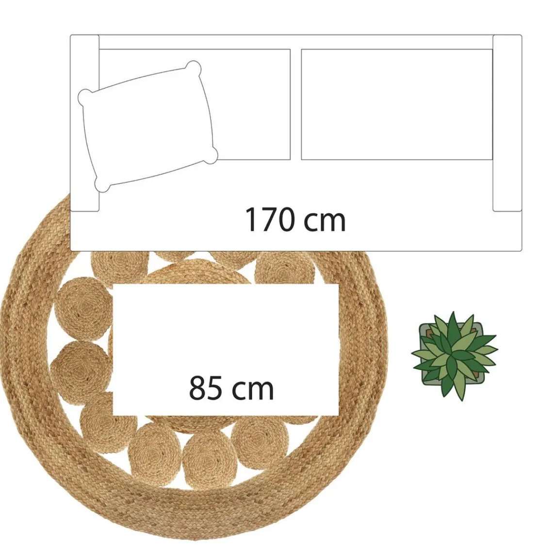 3S. x Home Tapis ajouré vent jute D120 New