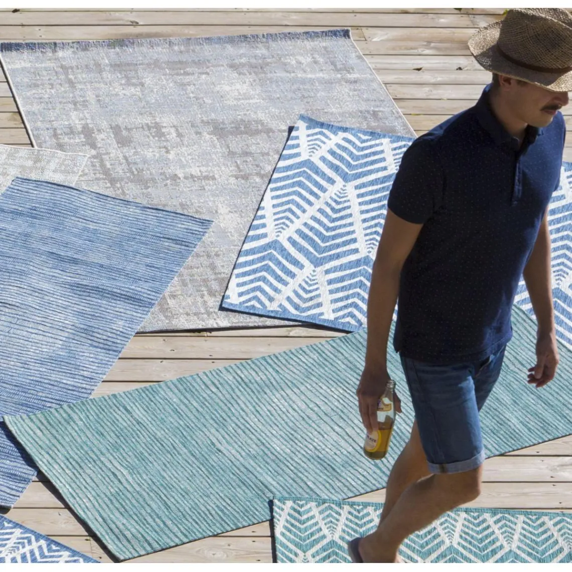 Maison Vivaraise Tapis Catania 2 outdoor 60 x 110 Gris Outlet