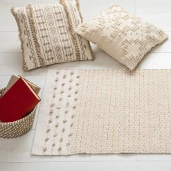 3S. x Home Tapis Coton Sable motifs petit losange Cuivre 60 x 90 Box Discount