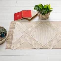 3S. x Home Tapis Coton Sable motifs petit losange Cuivre 60 x 90 Box Discount