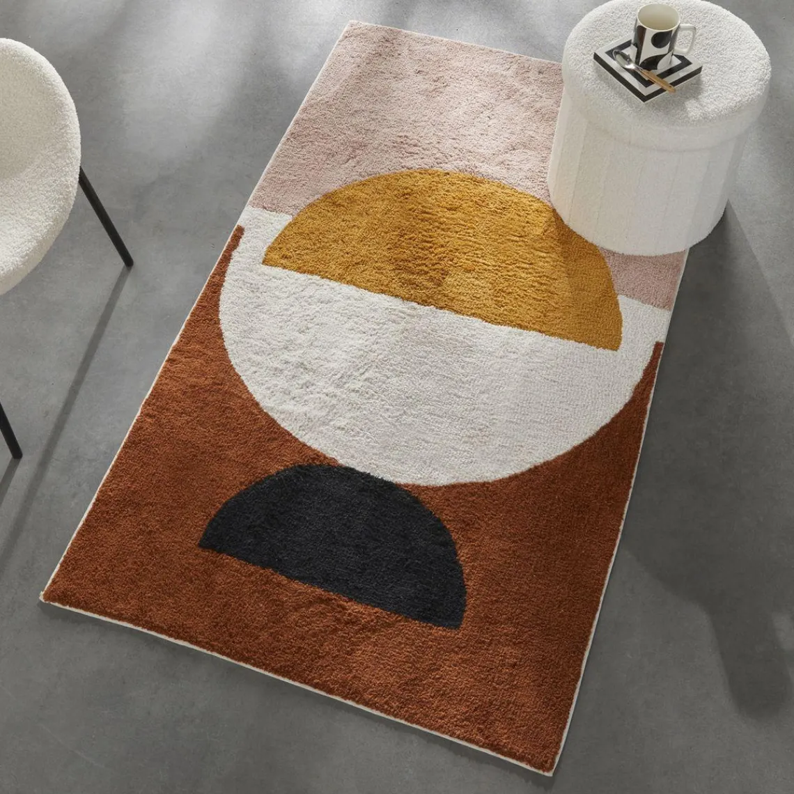 Today Tapis coton tufte motifs demi-cercle Retro Mood Discount