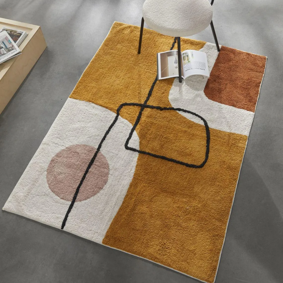 Today Tapis coton tufte motifs géométrique Retro Mood