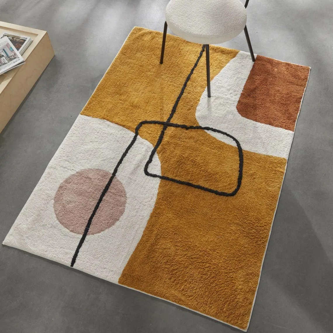 Today Tapis coton tufte motifs géométrique Retro Mood