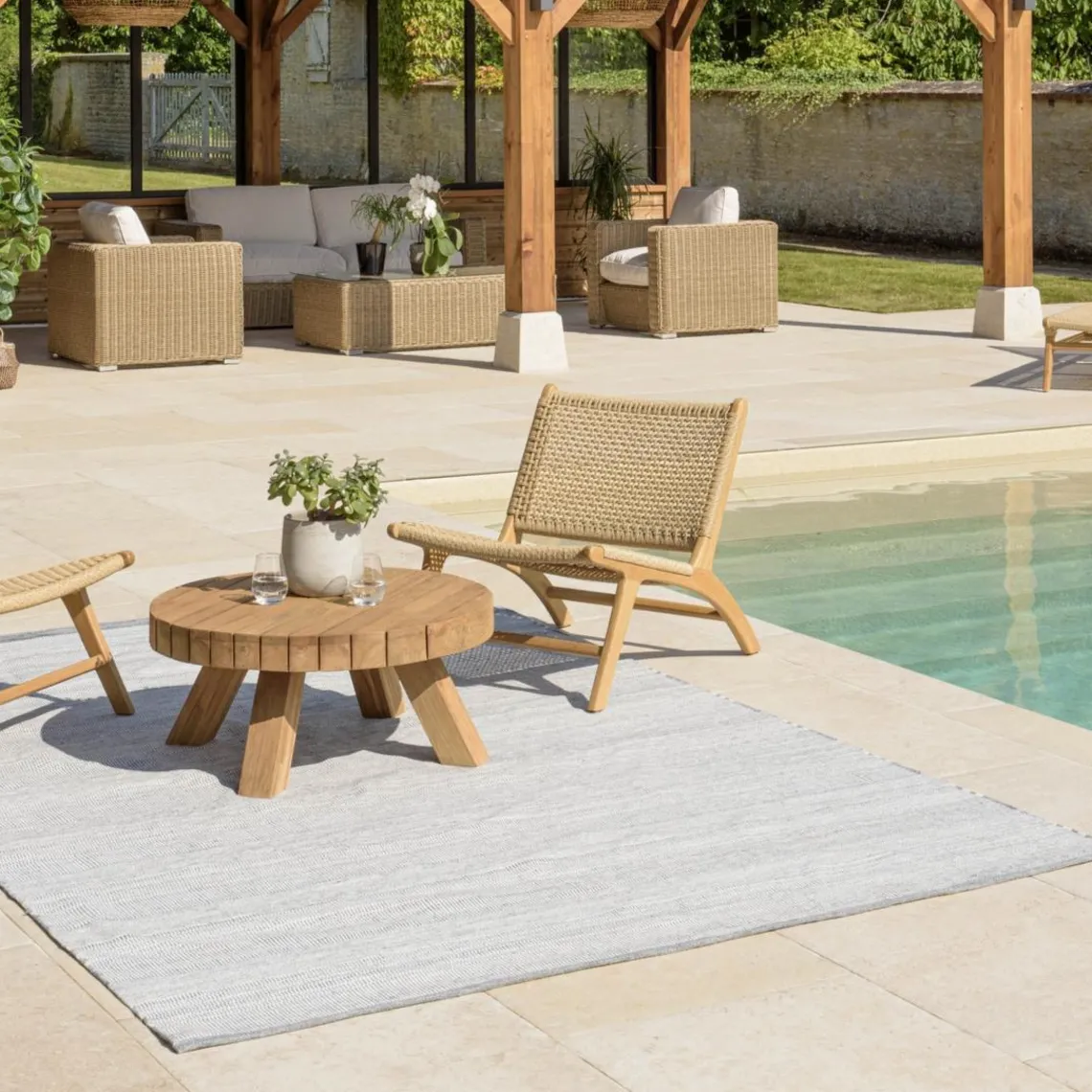 Macabane Tapis d’extérieur rectangulaire gris et blanc QUENTIN Best