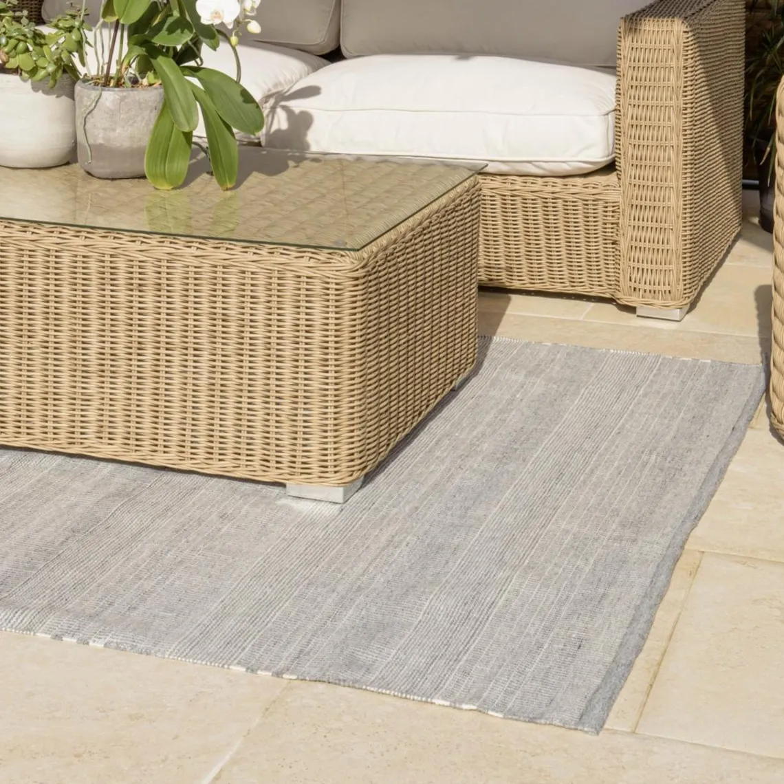 Macabane Tapis d’extérieur rectangulaire gris et blanc QUENTIN Best