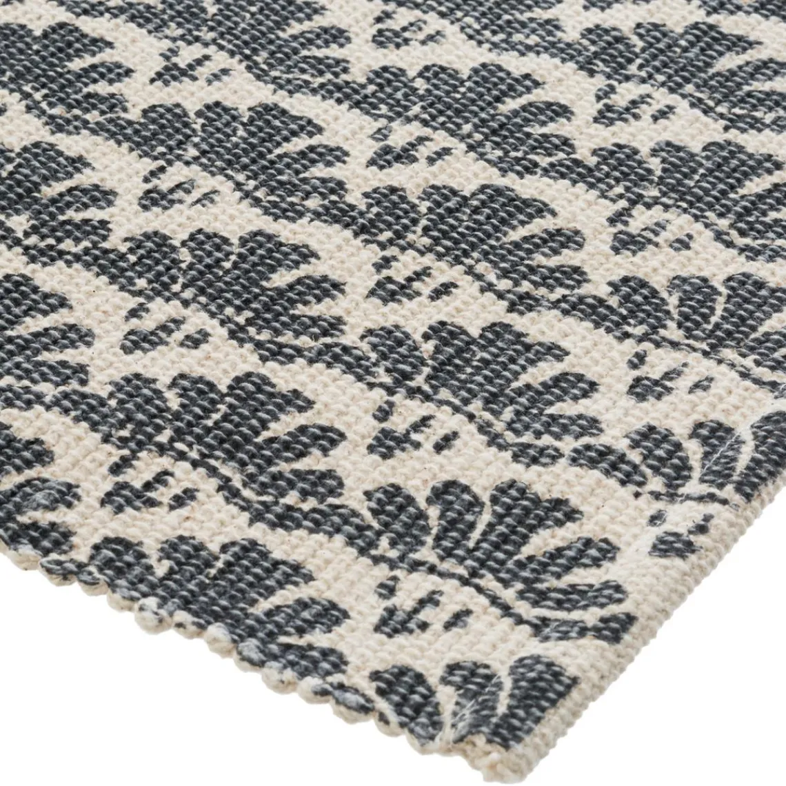 3S. x Home Tapis en Coton Imprimé Box Gris modèle B Outlet