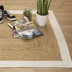 3S. x Home Tapis en Jute à Bord Blanc