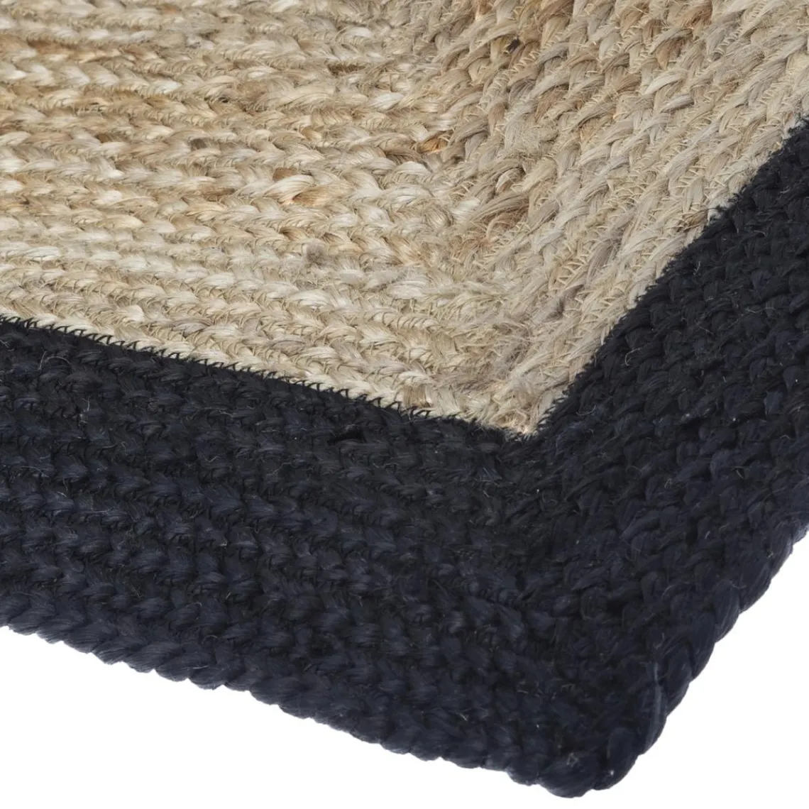 3S. x Home Tapis en Jute à Bord Noir Discount