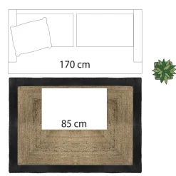 3S. x Home Tapis en Jute à Bord Noir Discount