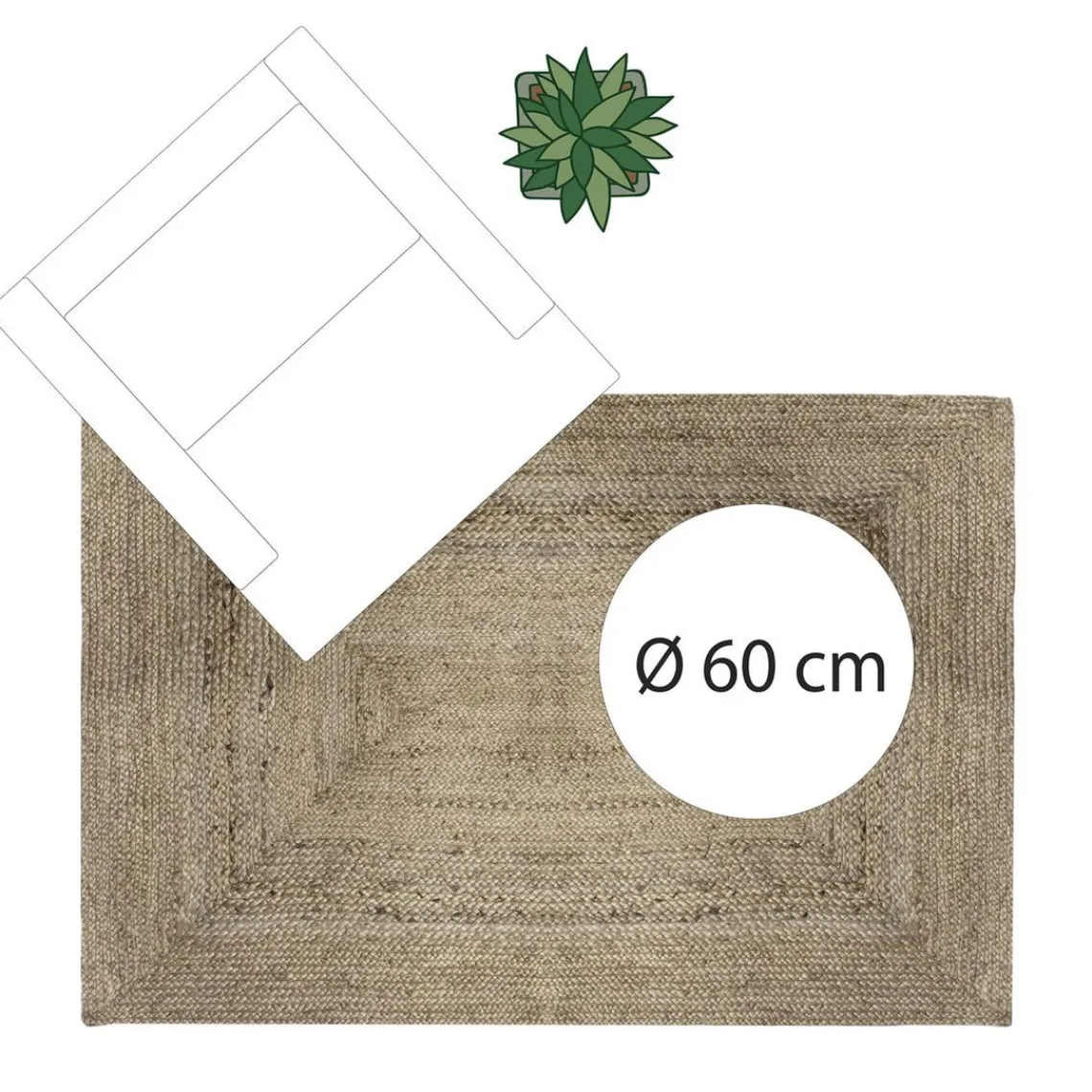 3S. x Home Tapis en Jute Couleur Naturel New