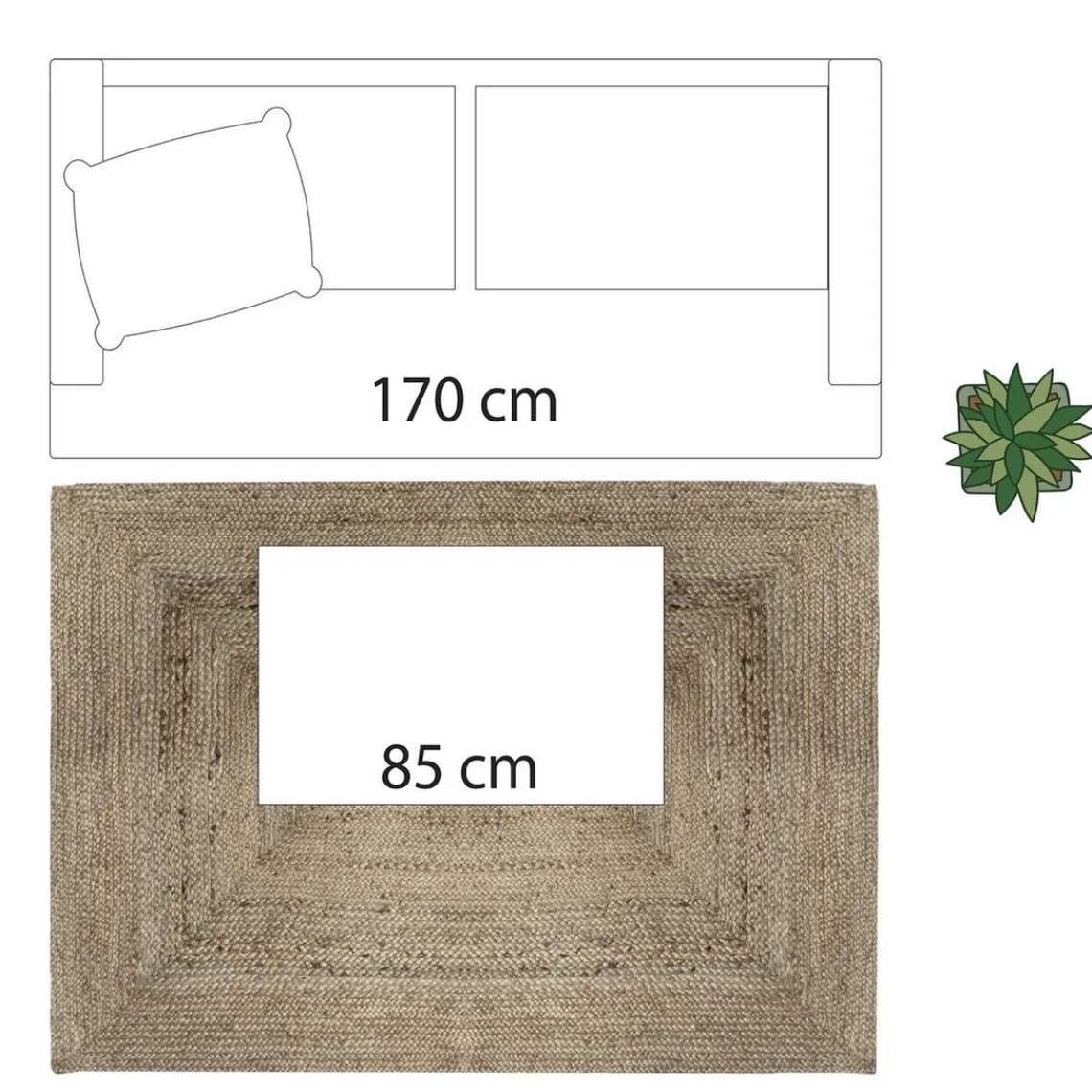 3S. x Home Tapis en Jute Couleur Naturel New