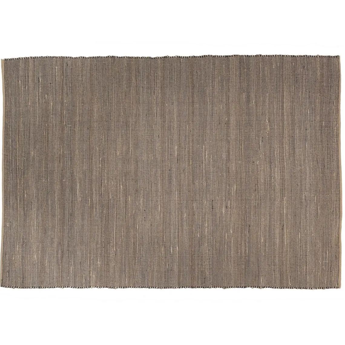 Macabane Tapis rectangulaire en jute et coton couleur sable et noir QUENTIN