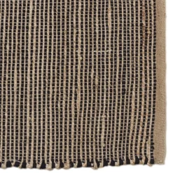 Macabane Tapis rectangulaire en jute et coton couleur sable et noir QUENTIN