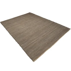 Macabane Tapis rectangulaire en jute et coton couleur sable et noir QUENTIN