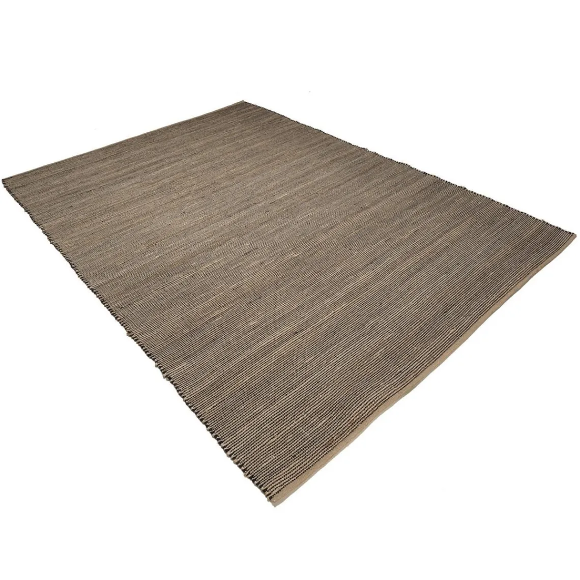 Macabane Tapis rectangulaire en jute et coton couleur sable et noir QUENTIN