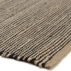 Macabane Tapis rectangulaire en jute et coton couleur sable et noir QUENTIN